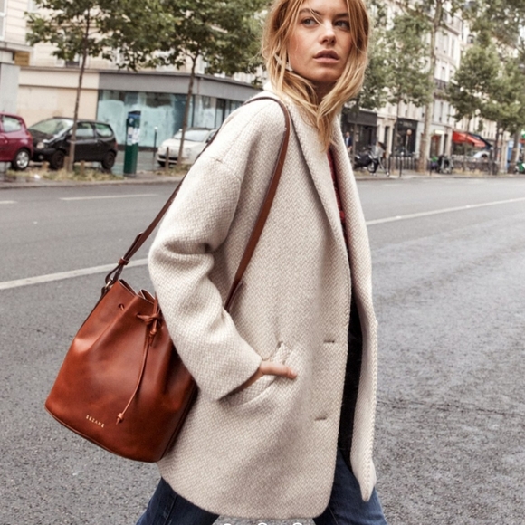 Sezane Bow Wool Short Coat - Picture 5 of 13